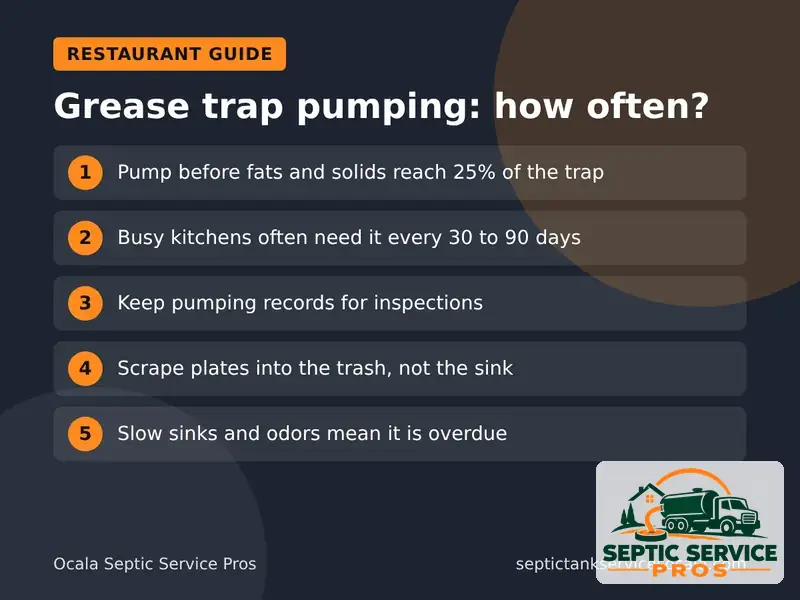 Graphic showing how often to pump a restaurant grease trap in Ocala